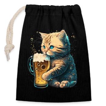 Untitled Design 49 - Closable cotton gift bag (14x20cm) - black - Front