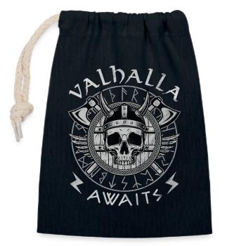 Valhalla awaits - Closable cotton gift bag (14x20cm) - navy - Front