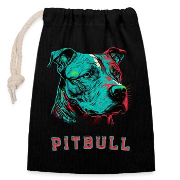 Pitbull - Sac cadeau en coton avec cordon (14 x 20 cm) - noir - Devant