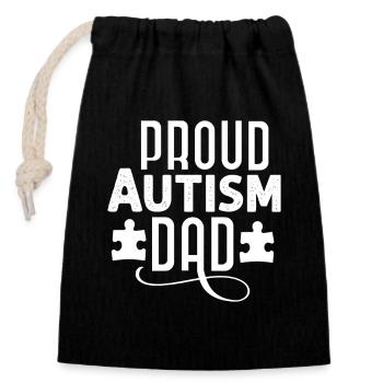 Proud Autism Dad - Verschließbarer Geschenkbeutel aus Baumwolle (14x20cm) - Schwarz - Vorne