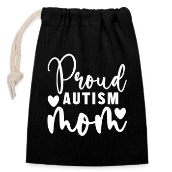 Proud Autism Mom - Verschließbarer Geschenkbeutel aus Baumwolle (14x20cm) - Schwarz - Vorne