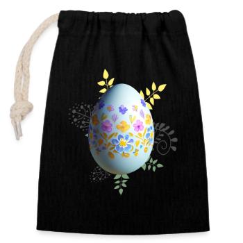 Floral Easter Egg - Closable cotton gift bag (14x20cm) - black - Front