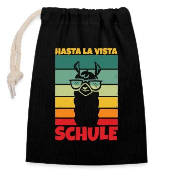 Schule Geschafft Schulabsolvent Schulabgänger - Verschließbarer Geschenkbeutel aus Baumwolle (14x20cm) - Schwarz - Vorne