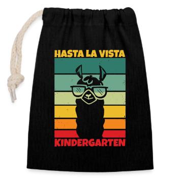 Kindergarten Geschafft Einschulung Kita Abgänger - Verschließbarer Geschenkbeutel aus Baumwolle (14x20cm) - Schwarz - Vorne