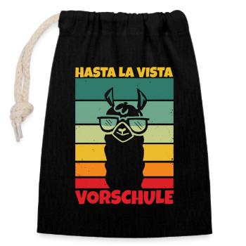 Vorschulkind Verabschieden Kindergarten Vorschule - Verschließbarer Geschenkbeutel aus Baumwolle (14x20cm) - Schwarz - Vorne