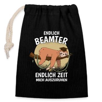 Endlich Beamter Auf Lebenszeit Endlich Verbeamtung - Verschließbarer Geschenkbeutel aus Baumwolle (14x20cm) - Schwarz - Vorne