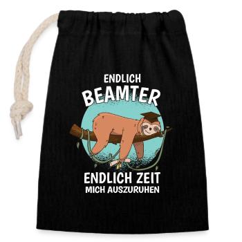 Endlich Beamter Auf Lebenszeit Endlich Verbeamtung - Verschließbarer Geschenkbeutel aus Baumwolle (14x20cm) - Schwarz - Vorne