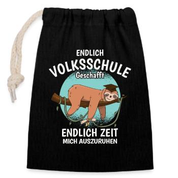 Volksschule Geschafft Absolvent Abgänger - Verschließbarer Geschenkbeutel aus Baumwolle (14x20cm) - Schwarz - Vorne