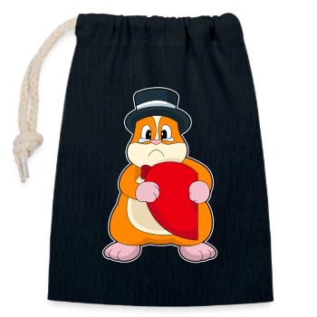 Hamster Groom Heart Wedding - Closable cotton gift bag (14x20cm) - navy - Front