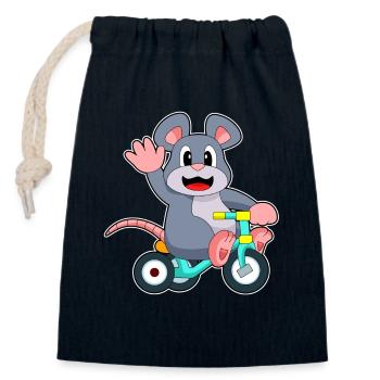 Vélo de rat - Sac cadeau en coton avec cordon (14 x 20 cm) - bleu marine - Devant