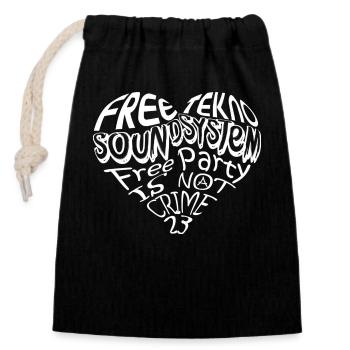 AMOUR GRATUIT TEKNO 23 - Sac cadeau en coton avec cordon (14 x 20 cm) - noir - Devant