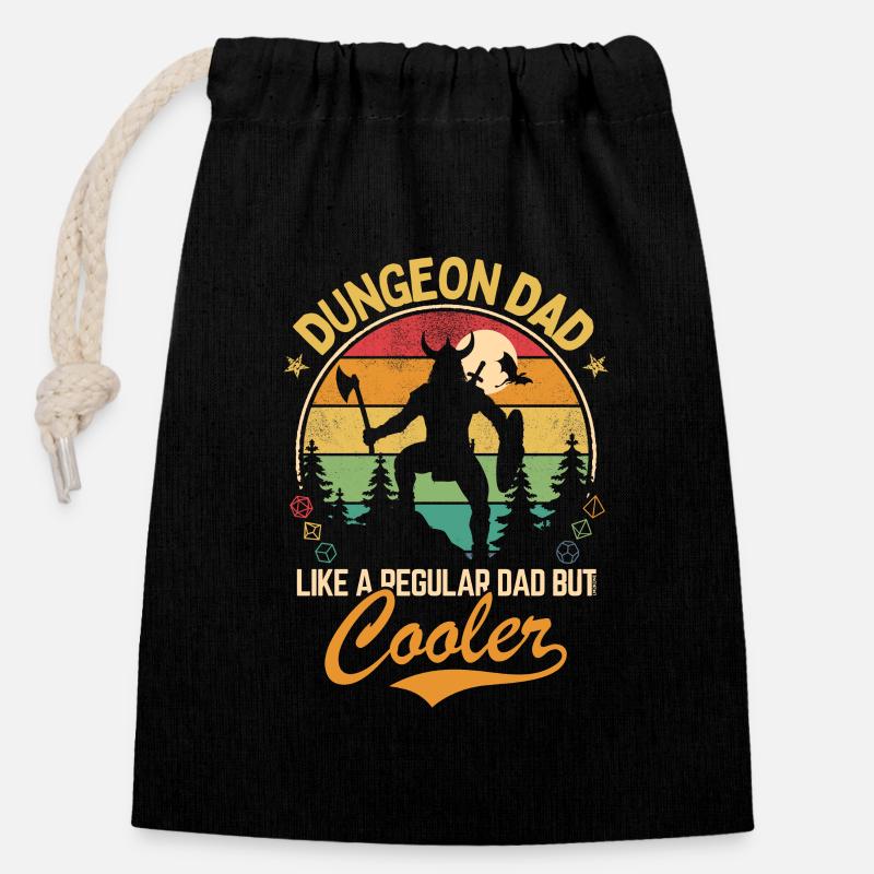 Donjon papa - Comme un père normal mais plus cool - Sac cadeau en coton avec cordon (14 x 20 cm) - noir