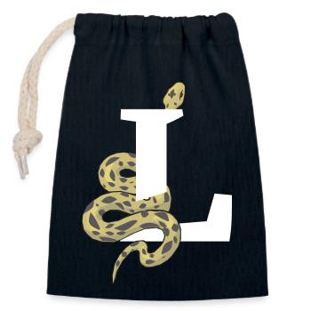 Letter l snake - Closable cotton gift bag (14x20cm) - navy - Front