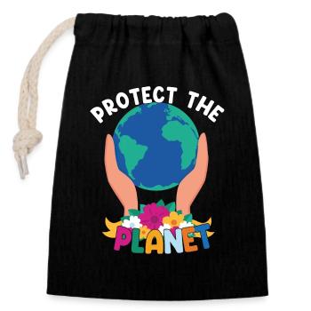 Protect The Planet - Verschließbarer Geschenkbeutel aus Baumwolle (14x20cm) - Schwarz - Vorne