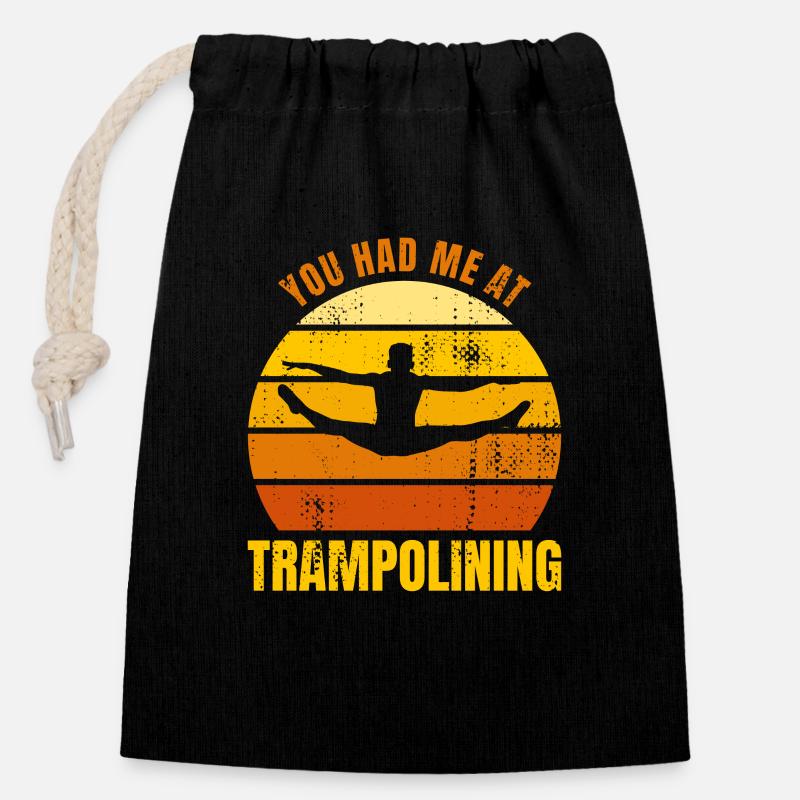 Drôle de citation de trampoline - Sac cadeau en coton avec cordon (14 x 20 cm) - noir