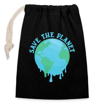 Save The Planet Klimawandel - Verschließbarer Geschenkbeutel aus Baumwolle (14x20cm) - Schwarz - Vorne