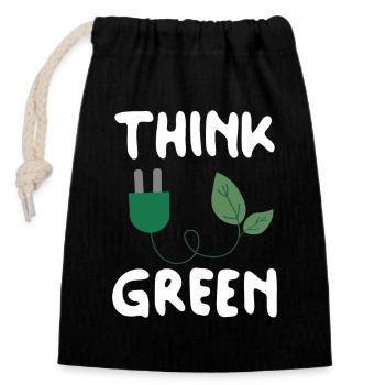Think Green - Verschließbarer Geschenkbeutel aus Baumwolle (14x20cm) - Schwarz - Vorne