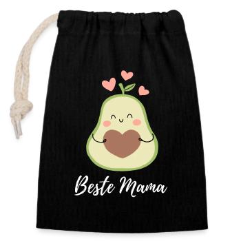 Avocado Herz Beste Mama Muttertag Geschenkidee - Verschließbarer Geschenkbeutel aus Baumwolle (14x20cm) - Schwarz - Vorne
