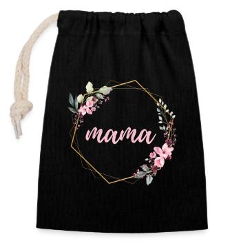 Mama Wreath Flowers Flowers - Closable cotton gift bag (14x20cm) - black - Front