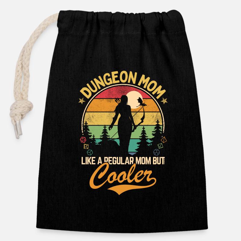 Donjon Mom - Comme une mère normale mais plus cool - Sac cadeau en coton avec cordon (14 x 20 cm) - noir