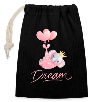Elephant Heart Balloon Baby Dream - Closable cotton gift bag (14x20cm) - black - Front