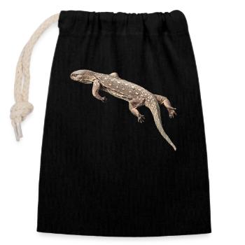 Varan - Reptile - Lézard du Nil - Reptiles en Afrique - Sac cadeau en coton avec cordon (14 x 20 cm) - noir - Devant