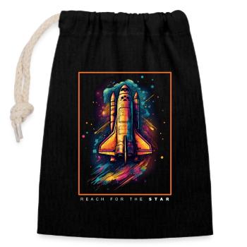 Space Shuttle Spaceship Space Gift - Closable cotton gift bag (14x20cm) - black - Front