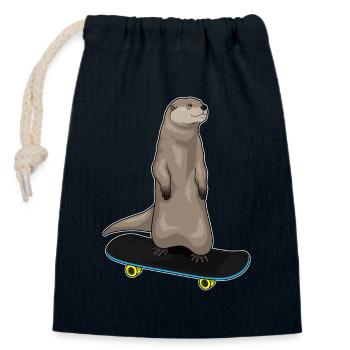 Planche à roulettes Otter Skater - Sac cadeau en coton avec cordon (14 x 20 cm) - bleu marine - Devant