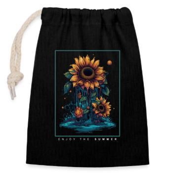 Psychedelische Sonnenblumen Garten Natur Geschenk - Verschließbarer Geschenkbeutel aus Baumwolle (14x20cm) - Schwarz - Vorne