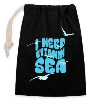 I need Vitamin Sea - Holiday Summer Seagulls Sea - Closable cotton gift bag (14x20cm) - black - Front