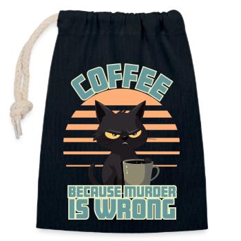 Coffee, Because Murder is Wrong - Closable cotton gift bag (14x20cm) - navy - Front