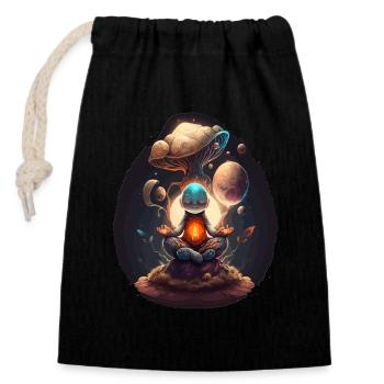 Alien Buddha Spirit Galaxy Yoga Meditation - Closable cotton gift bag (14x20cm) - black - Front