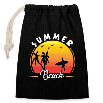Summer Beach - Verschließbarer Geschenkbeutel aus Baumwolle (14x20cm) - Schwarz - Vorne