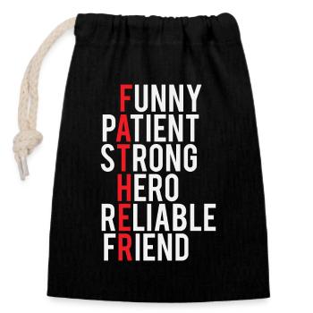 Funny Patient Strong Hero Reliable Friend Father - Verschließbarer Geschenkbeutel aus Baumwolle (14x20cm) - Schwarz - Vorne