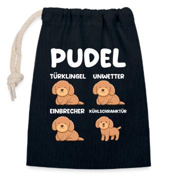 Hund Pudel - Verschließbarer Geschenkbeutel aus Baumwolle (14x20cm) - Navy - Vorne