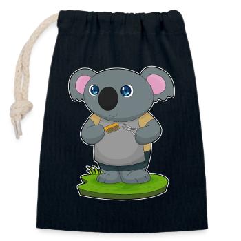 Koala Friseur Schere Kamm - Verschließbarer Geschenkbeutel aus Baumwolle (14x20cm) - Navy - Vorne
