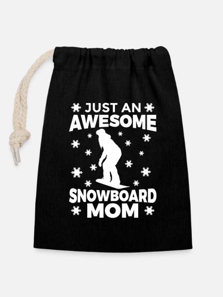 Tolle Snowboard Mutter - Verschließbarer Geschenkbeutel aus Baumwolle (14x20cm) - Schwarz