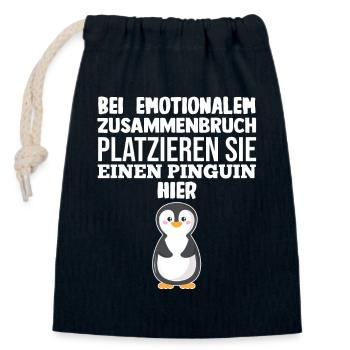 Tiermotiv Pinguin - Verschließbarer Geschenkbeutel aus Baumwolle (14x20cm) - Navy - Vorne