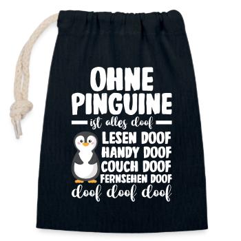 Tiermotiv Pinguin - Verschließbarer Geschenkbeutel aus Baumwolle (14x20cm) - Navy - Vorne