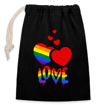Love Rainbow Hearts Pride - Closable cotton gift bag (14x20cm) - black - Front