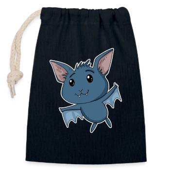Bat - Closable cotton gift bag (14x20cm) - navy - Front