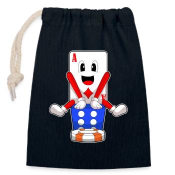 Poker Poker Jetons Cartes de poker - Sac cadeau en coton avec cordon (14 x 20 cm) - bleu marine - Devant