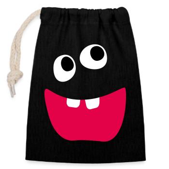 Freches Monster Lachen Zähne Kinder Comic lustig - Verschließbarer Geschenkbeutel aus Baumwolle (14x20cm) - Schwarz - Vorne