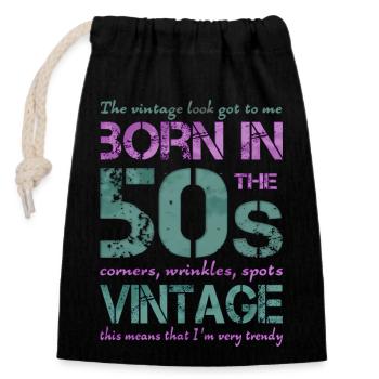 Fifties 50th 50s 50s - Closable cotton gift bag (14x20cm) - black - Front