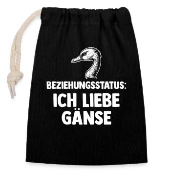 Beziehungsstatus Gans Gänse - Verschließbarer Geschenkbeutel aus Baumwolle (14x20cm) - Schwarz - Vorne