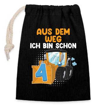 Kindergeburtstag 4. Geburtstag Ich Bin Schon4 - Verschließbarer Geschenkbeutel aus Baumwolle (14x20cm) - Schwarz - Vorne