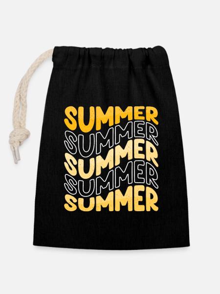 Summer - Verschließbarer Geschenkbeutel aus Baumwolle (14x20cm) - Schwarz