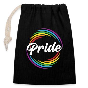 Pride Regenbogen Strudel - Verschließbarer Geschenkbeutel aus Baumwolle (14x20cm) - Schwarz - Vorne