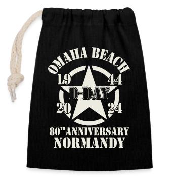Omaha Beach 1944 D Day 2024 80th Anniversary - Closable cotton gift bag (14x20cm) - black - Front