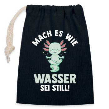 Axolotl Mach es wie Wasser sei Still - Verschließbarer Geschenkbeutel aus Baumwolle (14x20cm) - Navy - Vorne